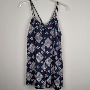 Illa Illa Sphagetti Straps Romper Navy Blue Floral Boho Size M